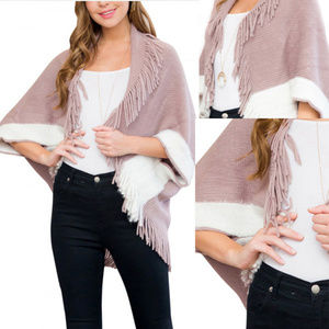 Plum Fringe Sweater Cardigan, Fringe Tops OS